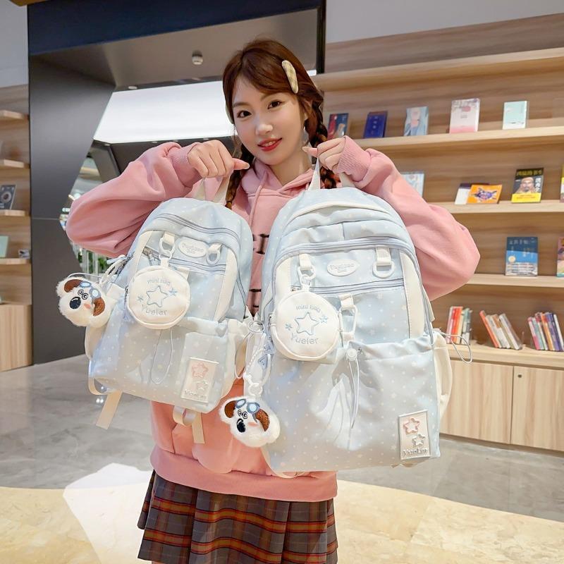 Japanese Ins Wind Star Backpack High Value Sweet Girl Backpack Large Capacity Light Student Backpack