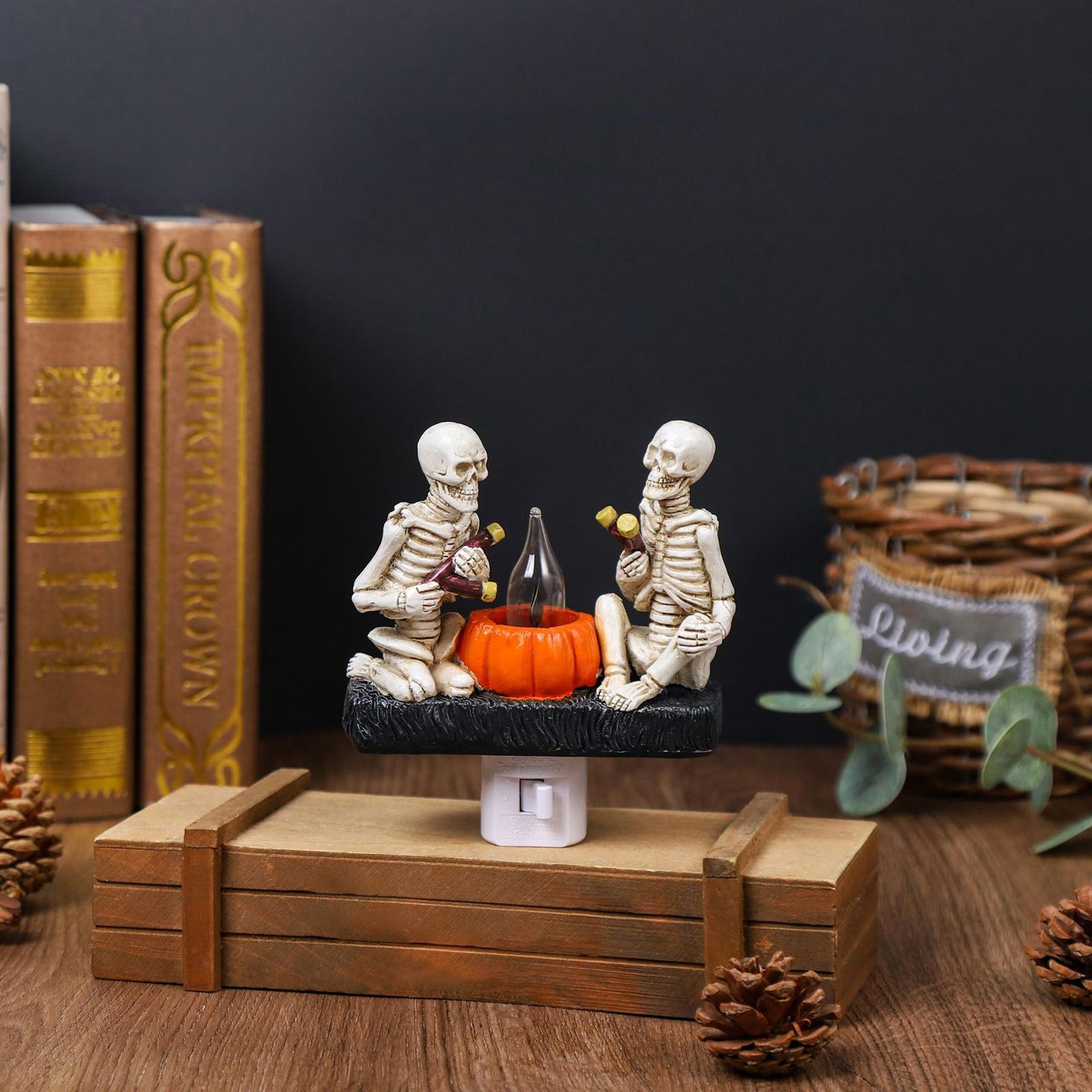 

Смола ручной работы Лампа-пламя Хэллоуинская декорация Хэллоуинская атмосферная лампа Освещение Ночник One Size