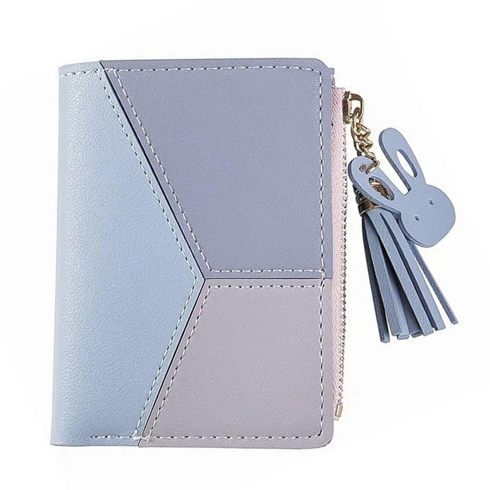 

Женский кошелек из искусственной кожи, на молнии, с несколькими карманами, цветной, модный, практичный, женский кошелек, синий, свободный размер