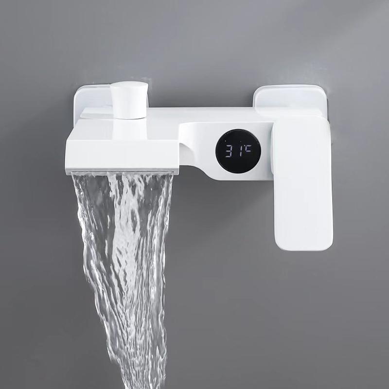 Łazienka bateria prysznicowa chromowany cyfrowy wyświetlacz deszczownica bateria wannowa do montażu na ścianie bateria wannowo-prysznicowa z kranu łazienka bateria prysznicowa