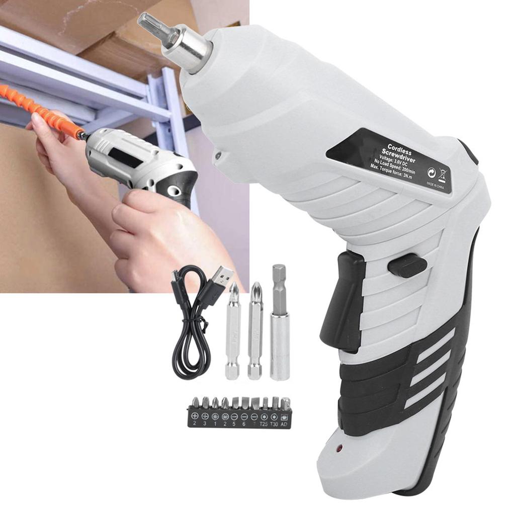 Cordless Electric Screwdriver Drill Kit LithiumIon Rechargeable Screw LED Home