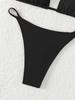 2024 Backless Solid Color Triangle Cup Bikini Swimwear for Women