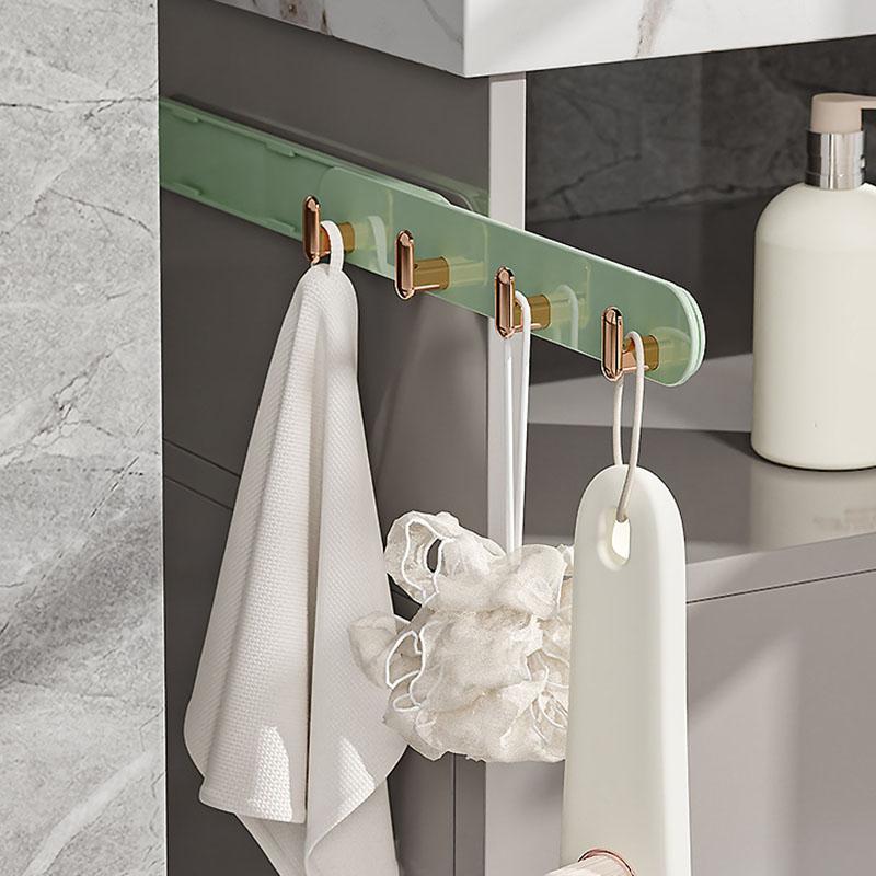 Telescopic kitchen and bathroom hook for versatile and no-mess storage in narrow spaces, with expandable and retractable hooks