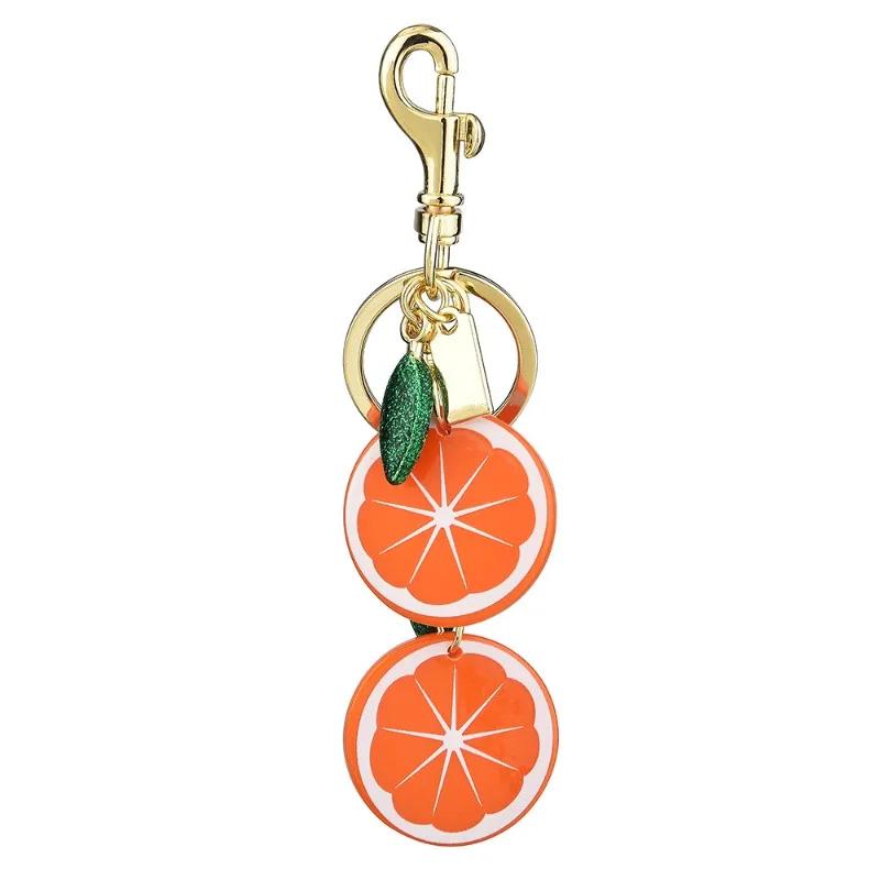 Women's fruit key chains, fashionable and creative lemon and orange slice bag pendants, keychains