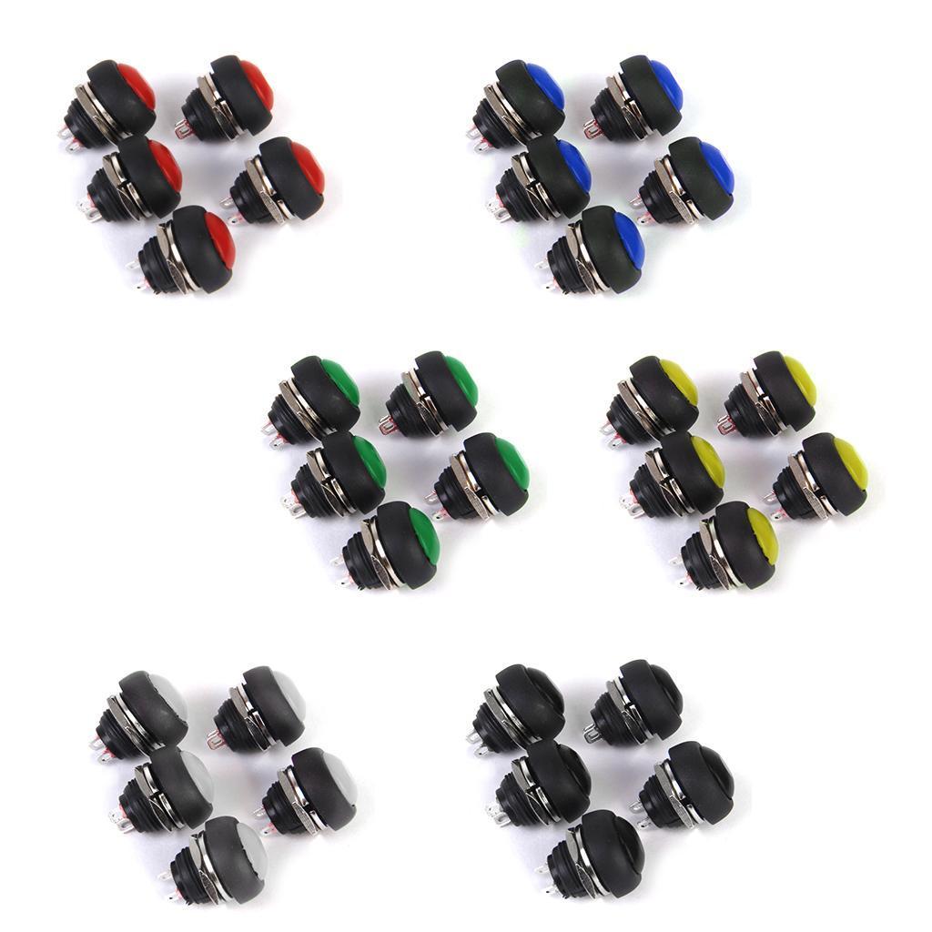 5pcs Momentary OFF-(ON) Push Button Horn Switch For Boat/Car Waterproof BLK