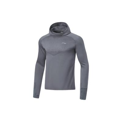 Li Ning Running Series Solid Color Reflective Fleece Warm Long Sleeve T-Shirt Men Tops Cold-Sand-Black ATLT075-1
