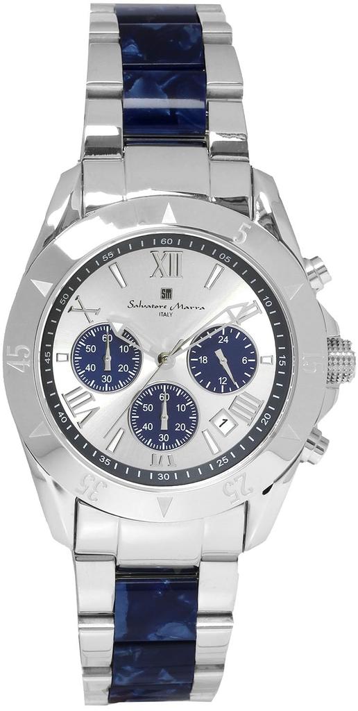 [Salvatore Mara] Salvatore Marra Watch Men's Chronograph Acetate Combination Belt 20th Anniversary Limited Model Brand Ranking Watch Gift