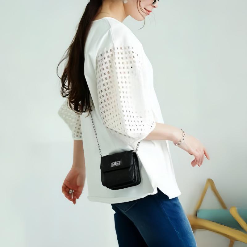 Japanese Korean Summer Women's Hollow Sleeve Patchwork Loose T-shirt
