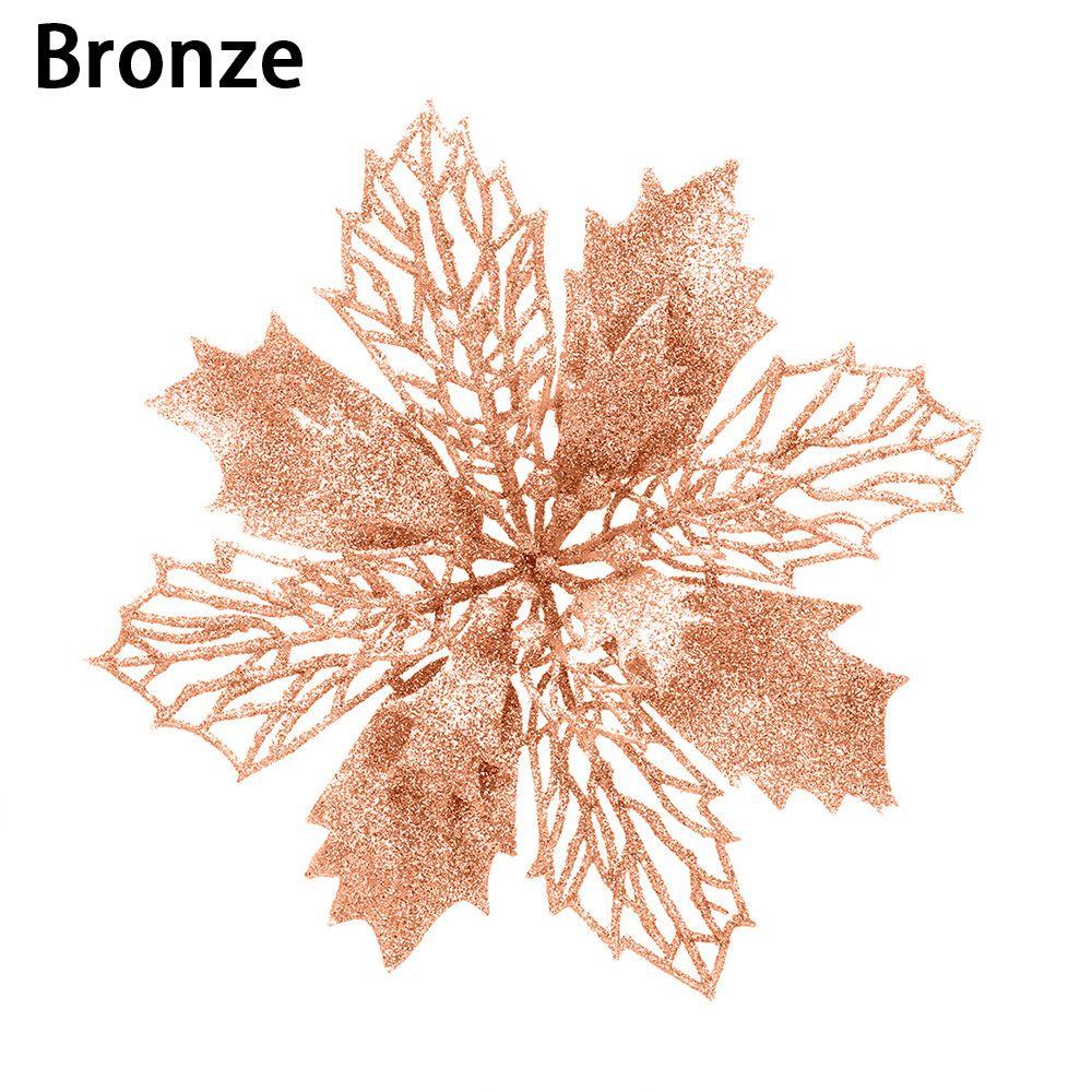 

Year Decor Glitter Christmas Tree Decorations Christmas Flowers Fake Flowers Home Xmas Ornaments бронзовий