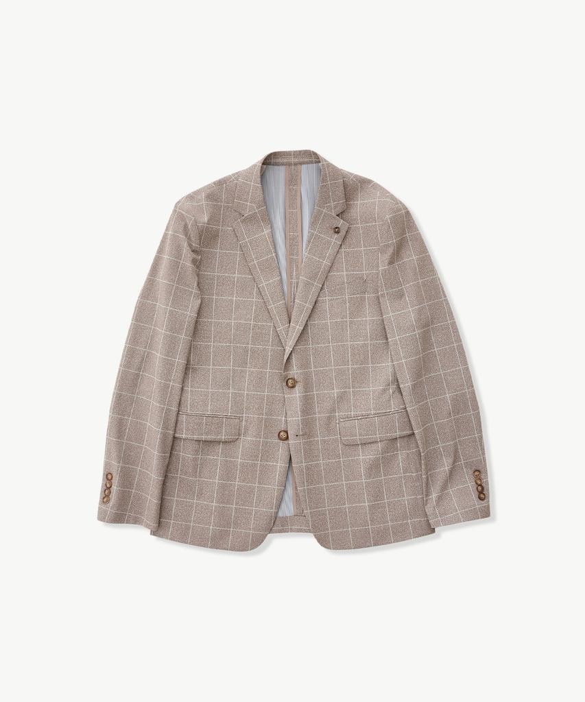 Stco [Summer Setup] Ice Touch Power Stretch Setup Set_Beige Check (Slim Fit)_Sejub06Set