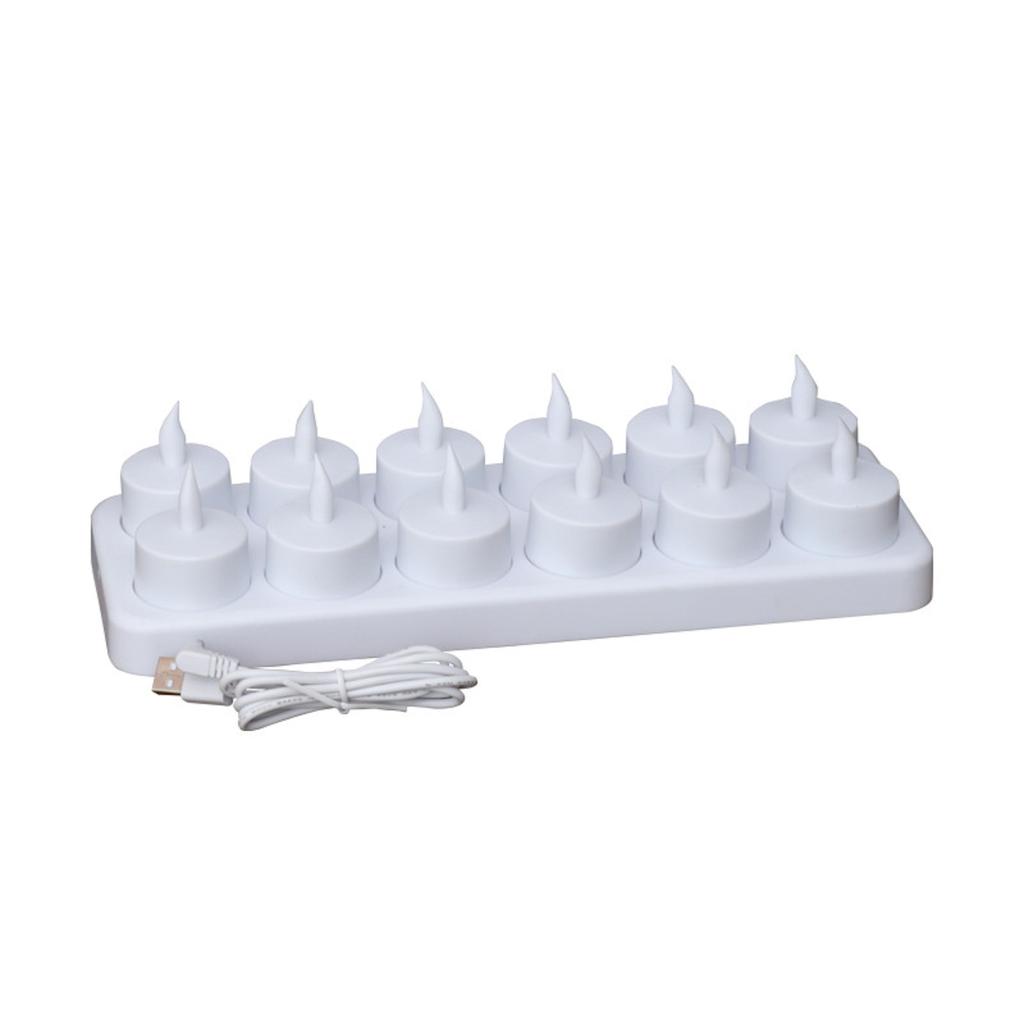 12-piece Rechargeable Remote-controlled LED Candle Lamp, Cordless Electronic Flameless Candle Lamp
