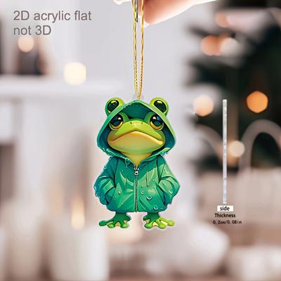2D-Frosch-Dekoration, flach, Acryl, Cartoon-Frosch-Anhänger, Auto-Innenraum, hängendes Ornament, Frosch-Charm für Rucksack, Schlüsselanhänger