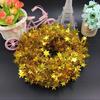 2Pcs Christmas Tree Pendant Wire Glitter Five-pointed Star Garland Home Decoration with Pull Flower Zipper Leaf