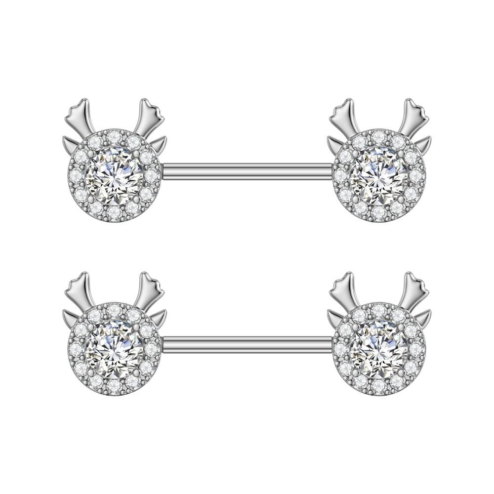 2pcs 316L Steel Maple Leaf Nipple Rings Barbell Butterfly Wing Shield Piercing for Women Girls Sexy Nipple Piercing Body Jewelry