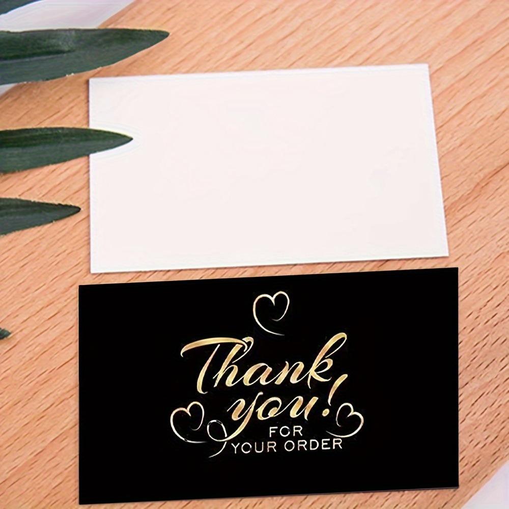 Black Handwritten Thank You Card for Birthday, Wedding, or Party Gift Packaging