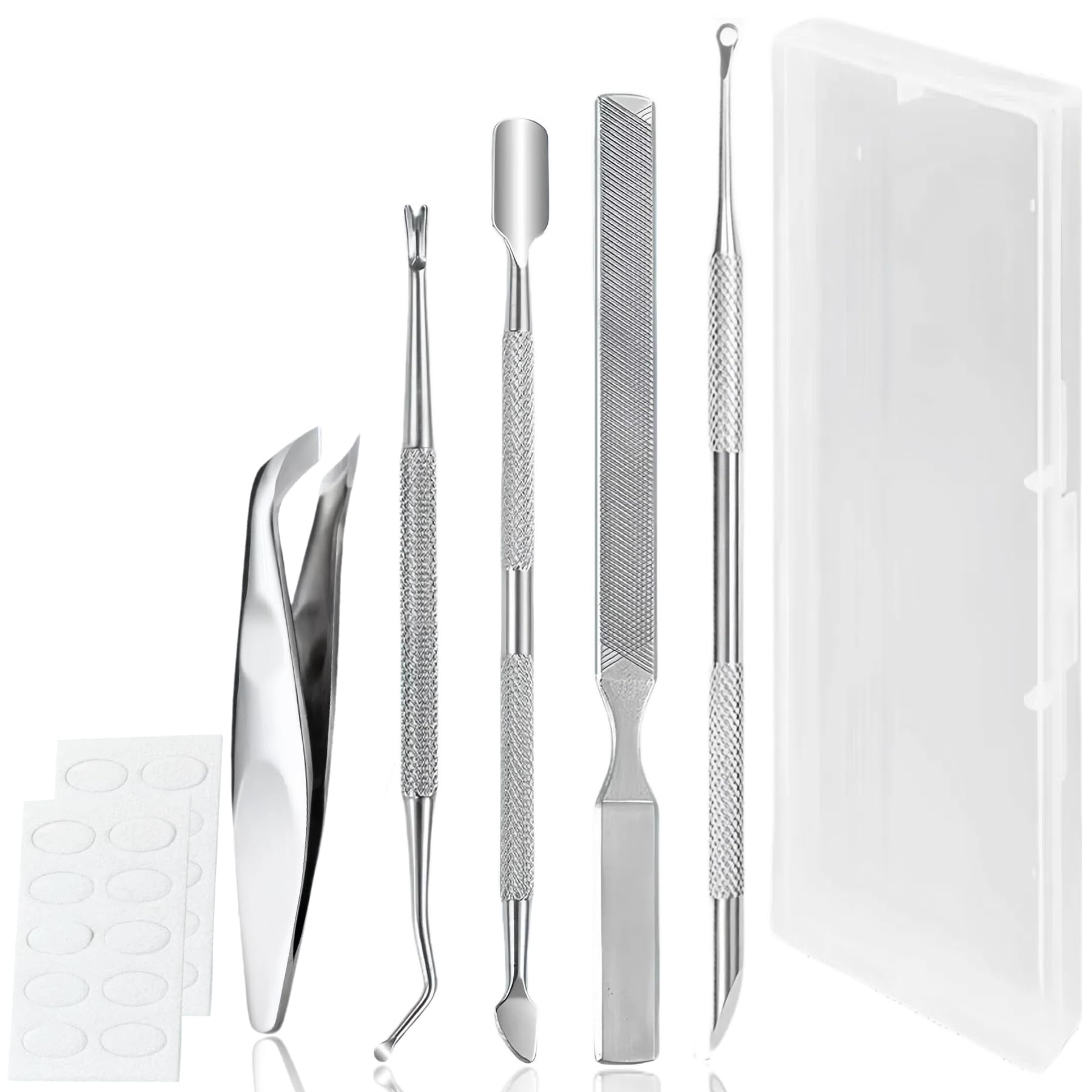 

KERURU Набор для ухода за кутикулой включает в себя кусачки для ногтей, пушер для кутикулы, средство для удаления грязи из-под ногтей и кутикулы, изготовленные из нержавеющей стали для вросших ногтей, гелевых ногтей, заусенцев и ухода за ногтями