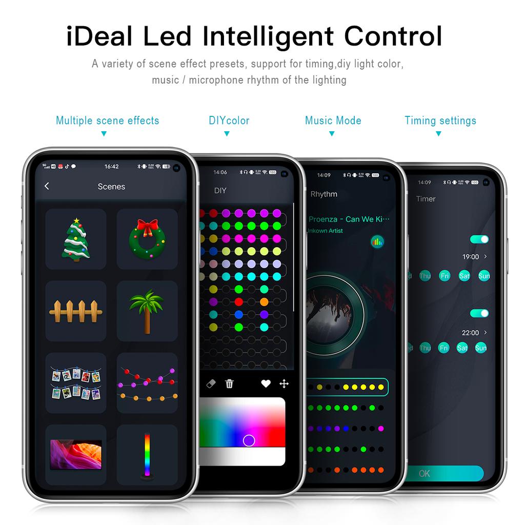 Programmable 5V USB LED Fairy String Light RGBIC WS2811 Smart Bluetooth APP Control DIY Curtain Garden Christmas Lights Decorati