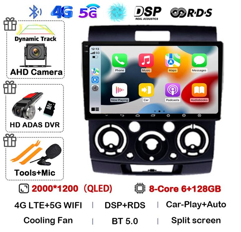 Android 14 Car Radio Stereo for Ford Everest Ranger Mazda BT50 BT-50 2006 2007 2008 2009 2010 2011 Multimedia Player Head Unit