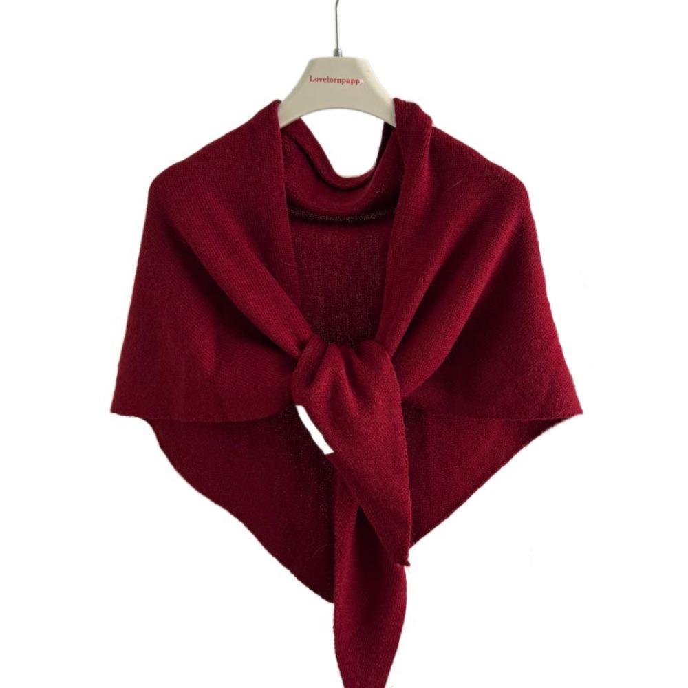 Trendy Wool Blended Wool Scarf Triangular Shape Knitted Triangular Scarf Thickened Soft Knitted Scarf Shoulder Cover