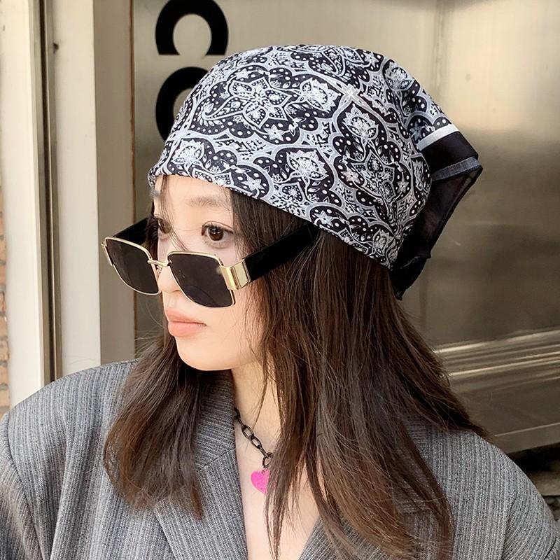 Eșarfă mică pătrată retro de țară, eșarfă artistică franțuzească din bumbac și in, eșarfă de cap pentru femei de primăvară și toamnă, vară, pentru umbră și protecție solară