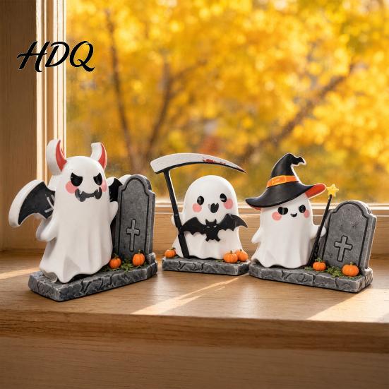 Safe Halloween Decoration Resin 3Pcs Decoration Micro Landscape Miniature Figurines Cute Ghost