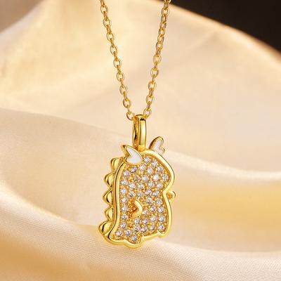 Lucky Xiaomeng Dragon Necklace Female Cute Sweet Clavicle Chain Natal Year Dragon Pendant Necklace