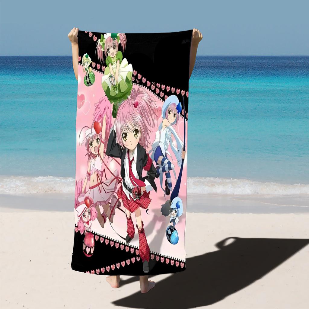 Shugo Chara Anime Beach Towel, Hinamori Amu Girl Full Pink Children Shower Travel Towels, Bathroom Cartoon, Cute Room Decor Bath