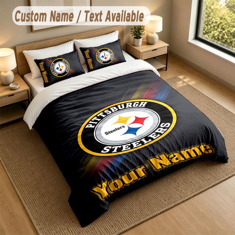 Sengetøjssæt 1 Dynebetræk 2 Pudebetræk Pittsburgh Steelers Print Blødt Sengetøj Soveværelsesindretning