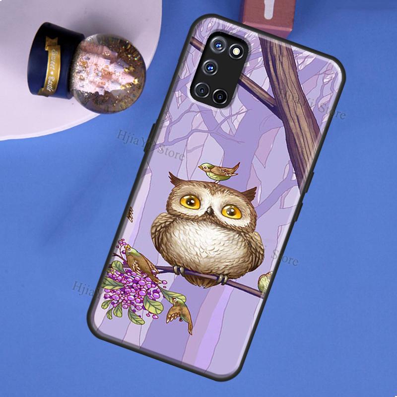 Fashion Cartoon Owl Case For OPPO A74 A94 A54 A57 S A77 A76 A96 A52 A72 A91 A93 A5 A9 A31 A53 A15 A16 A17 Cover