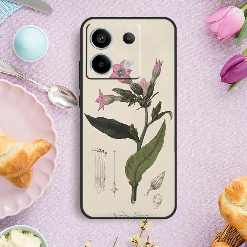 

Ботанические рисунки Цветы Растения Чехол для Redmi Note 13 Pro Plus Note 12 9 10 11 Pro 9S 10S 11S 12S Redmi 12 10 C 13C Чехол Redmi Note 13ProPlus
