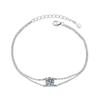 Women's Double-Layer Light Luxury Moissanite Bracelet In S925 Sterling Silver, Featuring a Four-Prong 1-Carat Moissanite Stone.