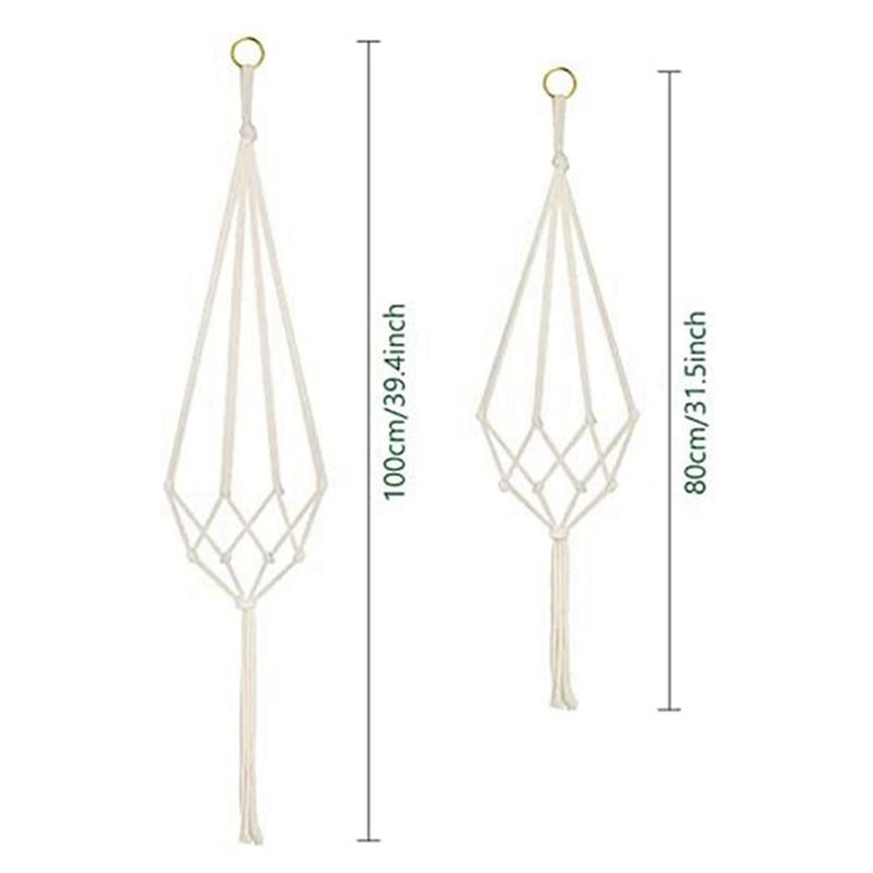 ABFS 4 Piece Hanging Planters Baskets With 4 Hanging Hooks Cotton Rope Macrame Plant Hanger