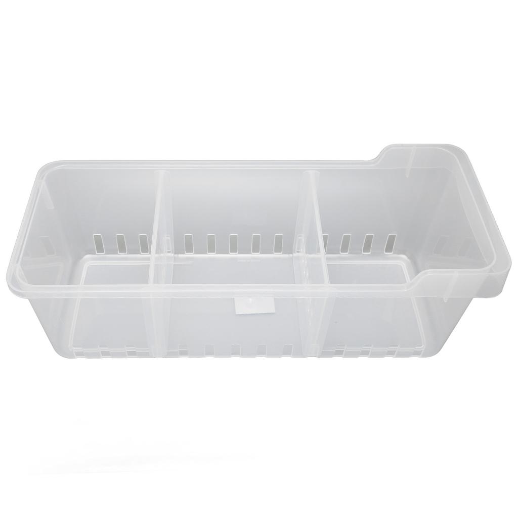 Refrigerator Organizer Bin Clear Storage Bin with 2 Divided Compartments for Kitchen Cabinet OfficeS: 40x16x14.1cm