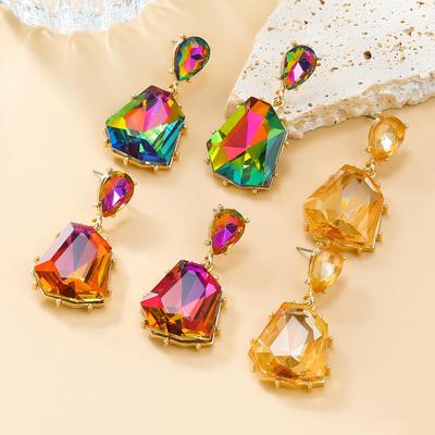 Pinkdudu New European American Fashion Full Diamond Drop Earrings Personalized Irregular Geometric Dangle Earrings PD2180