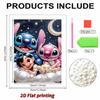 Starry Cloud Lilo, Stitch & Angel New Pearl-Inlaid Frameless Art | Handmade Pearl Craft, Starry Moon Cloud Theme, for Cute Dopamine Decor