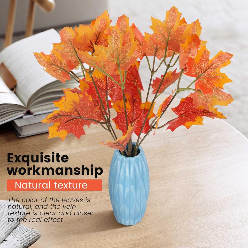 Good-Artificial Maple Leaves Branches Autumn Leaves 5 Bundles Fall Decorations Outdoor UV Resistant Greenery Shrubs Plants Artif