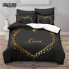 Luxury 3D Golden Heart Print Home Living Comfortable Duvet Cover Pillowcase Kid Bedding Set Queen and King EU/US/AU/UK Size