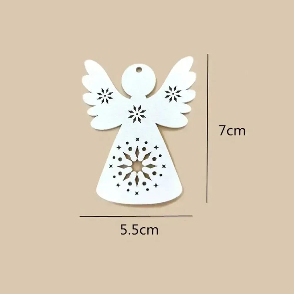 10Pcs DIY Supplies Crafts Angel Styling Cute Wooden Crafts Christmas Tree Hanging Ornaments Wood Cutouts Xmas Decoration