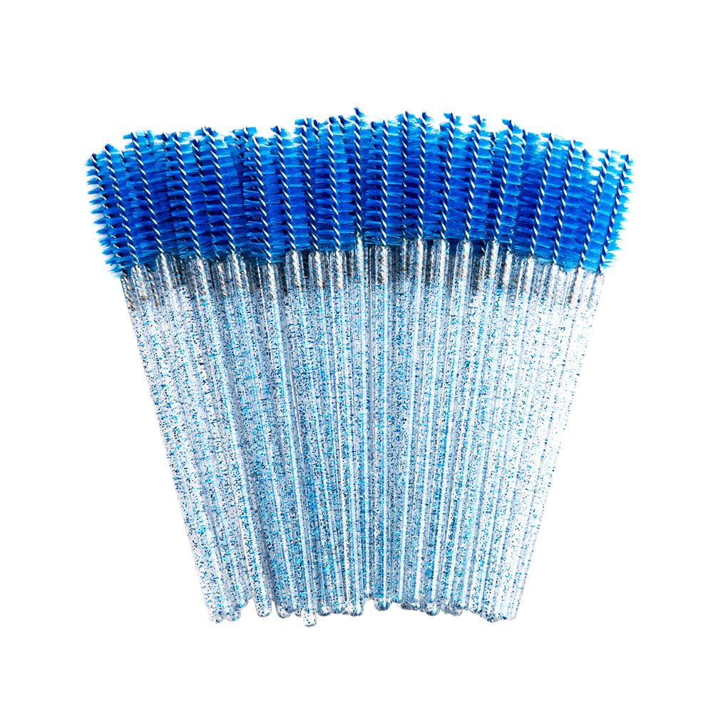 2024 Hot Sale Crystal Shine Eyelashes Mascara Brushes Private Logo Diamond Eyelashes Nylon Fan Brush Make-Up Tool