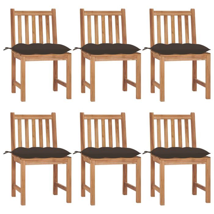 VidaXL Set of 6 Garden Chairs with Cushions, Patio Seats, Dining Chairs, Outdoor Patio Furniture, 3073138