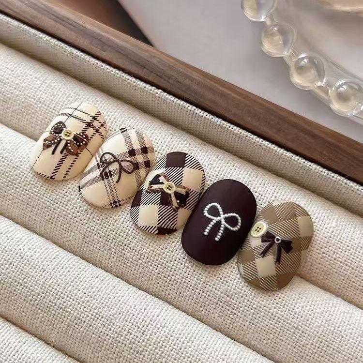 Trendy Mylar Bow Nail Stickers: Embossed Autumn/Winter Collection