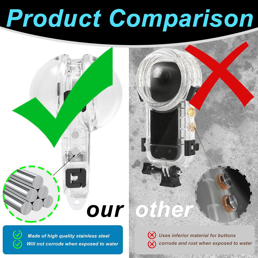 60M Invisible Dive Case Waterproof Camera Protective Case Seamless Underwater Protective Cover for Insta360 X5 Camera