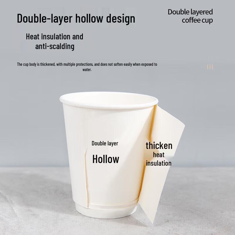 Fangcaodi Double-Layer Disposable Paper Cups with Lids