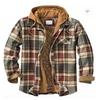 Men's Clothing European and American Autumn and Winter Thickened Cotton-padded Plaid Long-sleeved Loose Hooded Jacket
