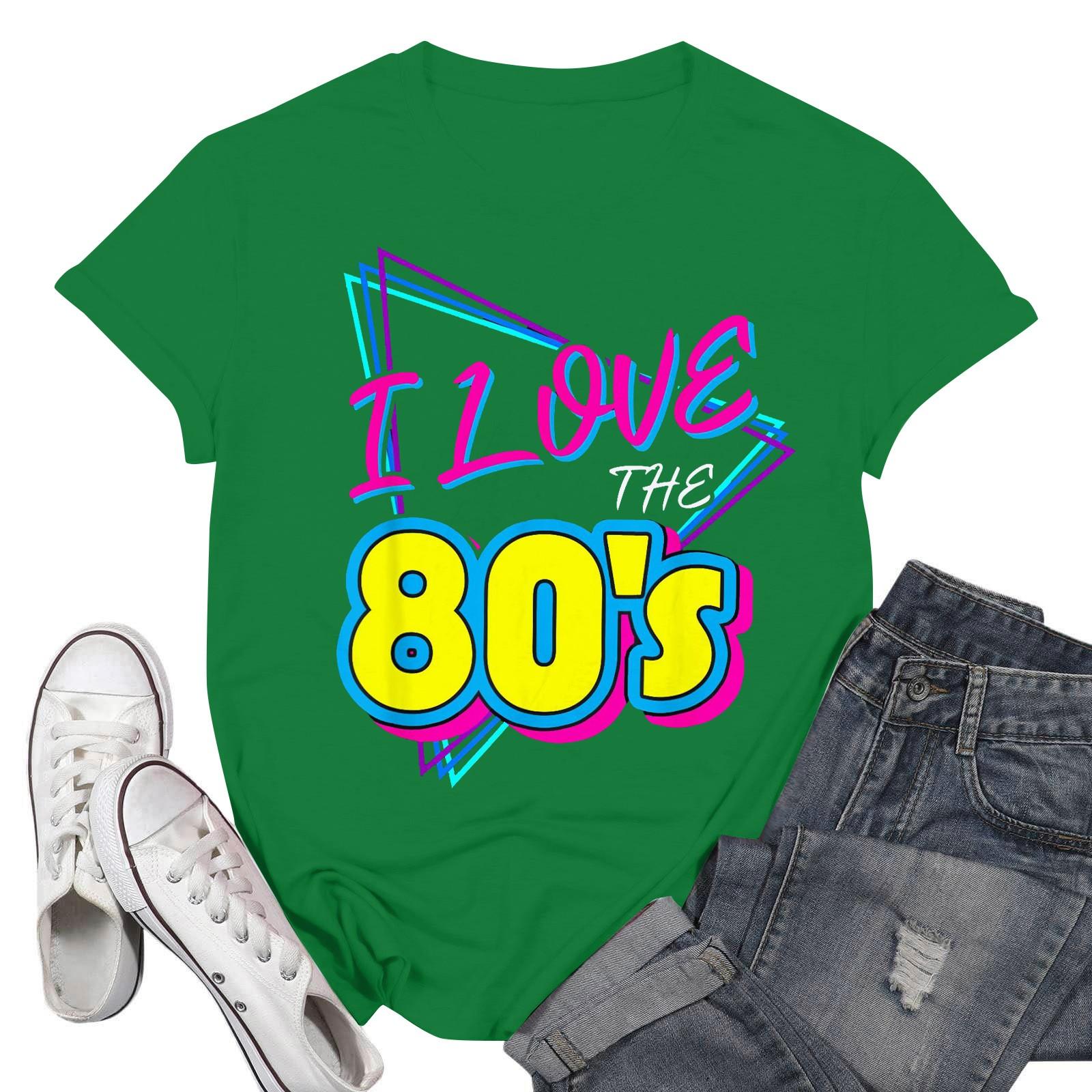 

Женская мода повседневные школьные дни принтованный короткий рукав круглый вырез пуловер топы L армия зеленый