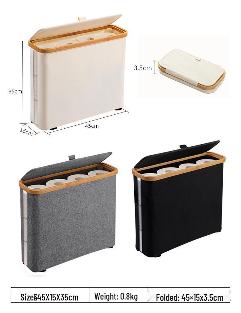 Foldable Bamboo Laundry Basket with Lid and Inner Bag for Bedroom or Bathroom