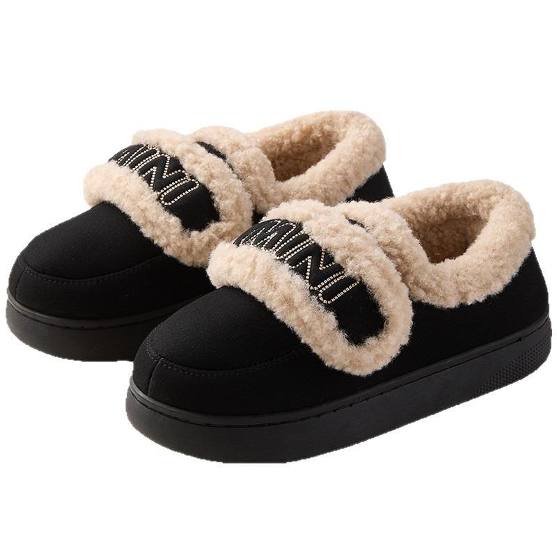 Autumn and winter new home go out one foot cotton shoes fluffy warm non-slip comfortable cotton shoes women
