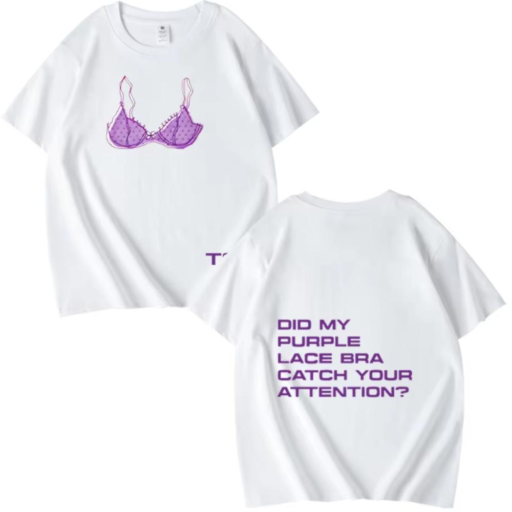 

Tate McRae Purple Lace Bra So Close To What T Shirt Men and Women Oversized Cotton Hot Sale Summer Print Unisex Plus Size Tops M