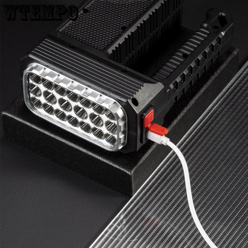 LED Portable Searchlight USB Rechargeable Lighting Outdoor Waterproof Flashlight with Side Light Solar Flashlight