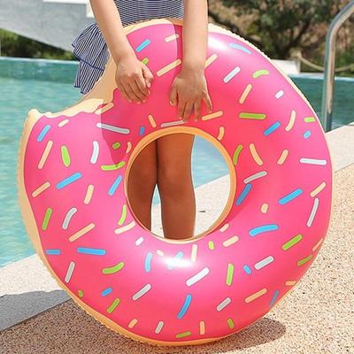 Large Coffee Donut Inflatable Swim Ring for Kids - Thickened PVC